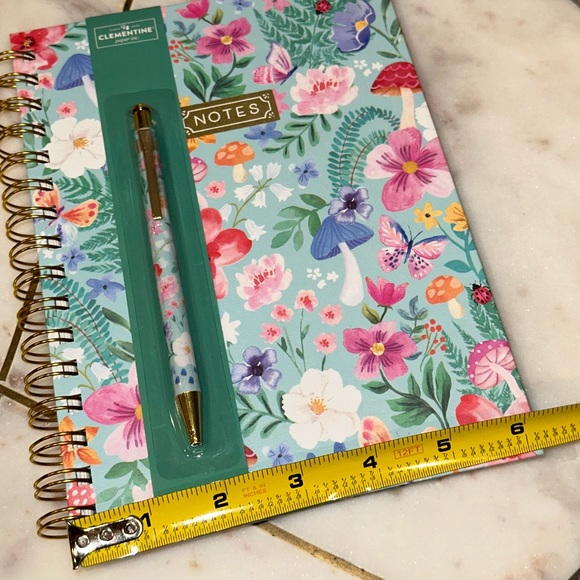 NWT Clementine Paper Mushroom Floral Theme Spiral Journal Notebook Pen Gift Set - Picture 5 of 8
